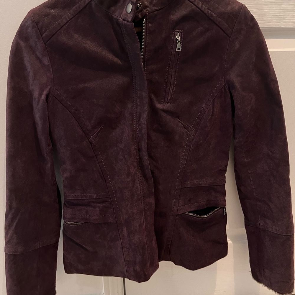 Danier Purple Suede Leather Jacket